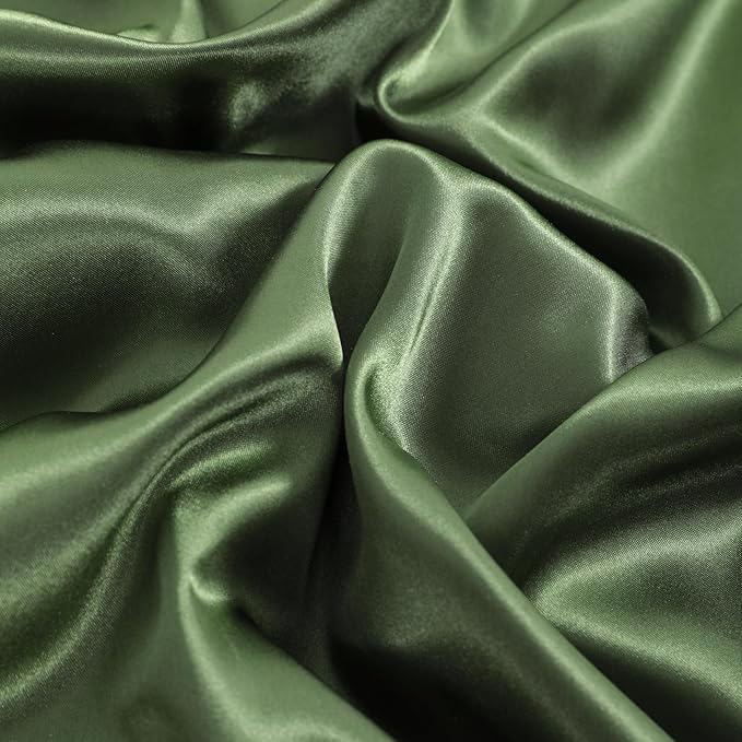 NTBAY 2 Pack Satin Queen Pillowcases for Hair and Skin, Luxurious and Silky Pillow Cases with Envelope Closure, 20x30 Inches, Olive Green