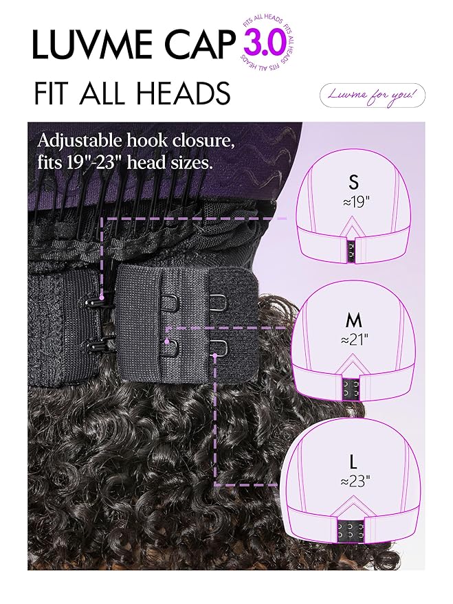 LUVME HAIR 7x6 HD Lace All-Day Comfort Burmese Messy Curly Wig PartingMax Lace Wigs Lace Front Wigs Human Hair Pre Cut Plucked Lace Frontal Glueless 24 Inches Natural Black Color