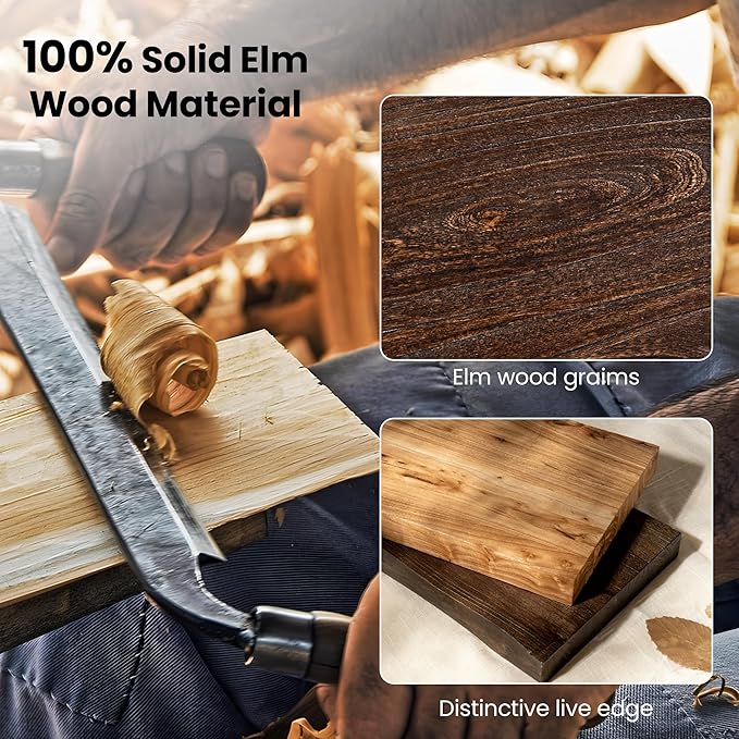 Fun Memories Floating Shelves for Wall, 48"x9.3" Rustic Solid Live-Edge Elm Wood Wall Shelves, Heavy-Duty Floating Shelves with Invisible Brackets for Living Room, Bedroom, and Kitchen, Grey Finish