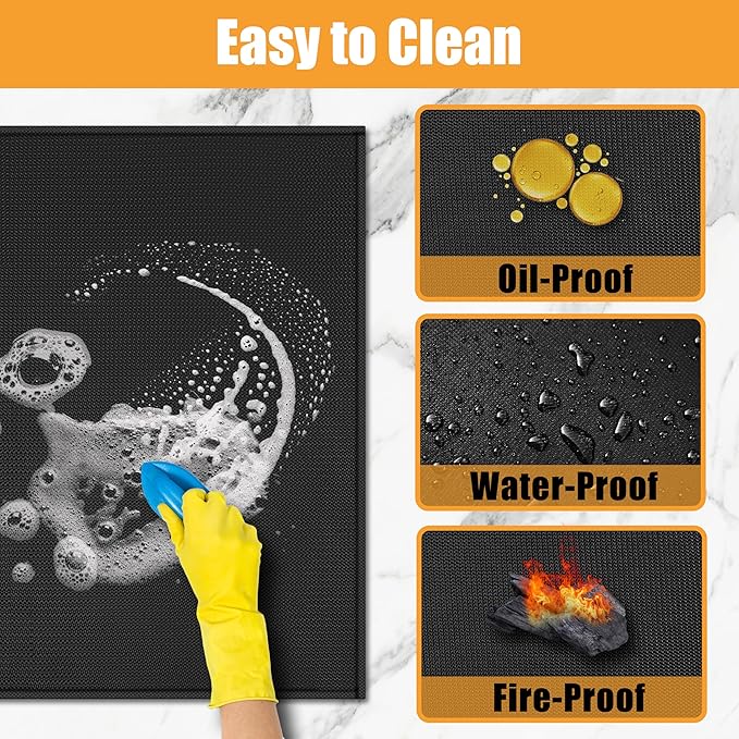 Extra Large Heat Resistant Mat for Countertop, 24 x 78in Fireproof Silicone Mats for Kitchen Counter, Easy to Clean Countertop Protector Mat for Air Fryer, Coffee Maker, Toaster, Oven, Black