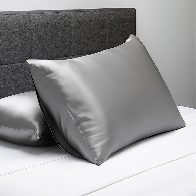 Fishers Finery 25mm 100% Pure Mulberry Silk Pillowcase Set (Silver King 2 Pack)