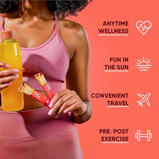 IQMIX Hydration Electrolyte Powder – 4-in-1 Formula for Hydration, Mental Clarity, Mood and Recovery – Sugar-Free Drink Mix, Keto, Magnesium L-Threonate, Lion’s Mane – 20 Count Blood Orange