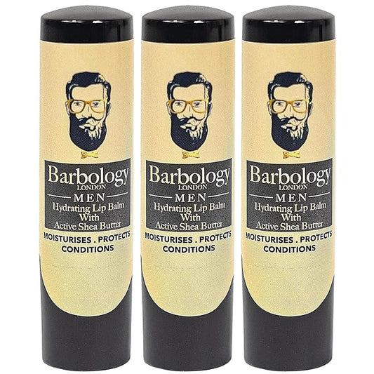 Men's Moisturizing Lip Balm for Chapped Lips with Organic Moroccan Argan Oil, Lightweight Formula Leaves Zero Residue, 0.17oz (Pack of 3)