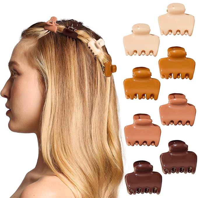 Kitsch Small Hair Clips for Women and Girls – Mini Claw Clips – Hair Accessories – Daily Styling, Recycled, | Ideal Gifts for Women Sedona – 8pc Set