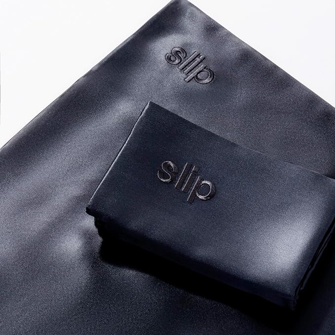 slip King Pure Silk Pillow Case - 100% Pure 22 Momme Mulberry Silk - King Size Standard Pillow Case -Anti-BedHead, Anti-Sleep Crease, Black (20" x 36")