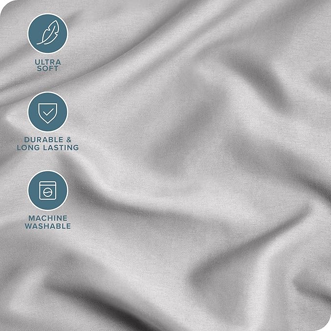 Bare Home Microfiber Pillow Cases - Queen Size Set of 2 - Cooling Pillowcases - Double Brushed - Easy Care - Envelope Closure (Queen Pillowcase Set of 2, Light Grey)