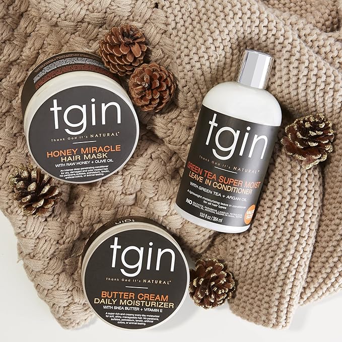 tgin Butter Cream Daily Moisturizer - Curly Hair Products With Deep Hydration for Soft, Defined Curls - Hair Products for Twist Out Styling, Frizz Control and Shine - 12 oz for Type 3B-4C