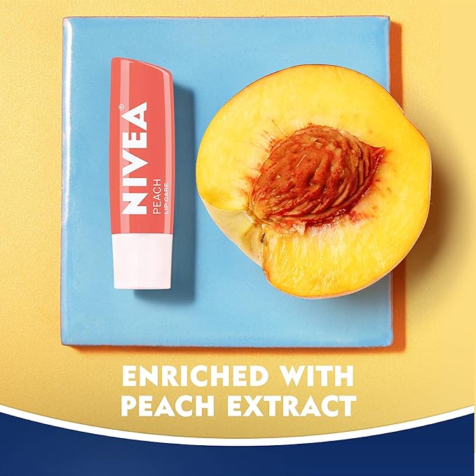 NIVEA Peach Lip Care - Tinted Lip Balm for Beautiful, Soft Lips - Pack of 4