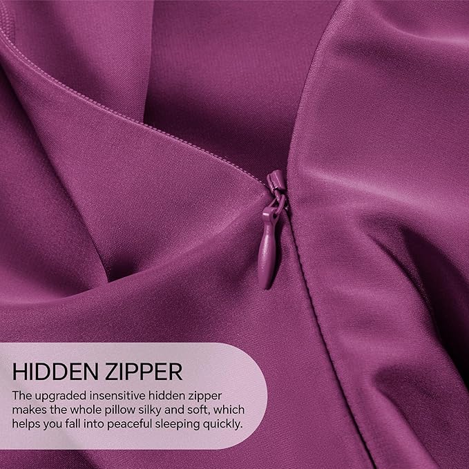 INFIIXSO Mulberry Silk Pillowcase for Hair and Skin, Silk Pillow Cases Queen Size Set of 2 with Hidden Zipper 20x30 Inches, Ultra Smooth and Soft Cooling Pillow Cases for Hot Sleepers(Purple, 2 Pack)