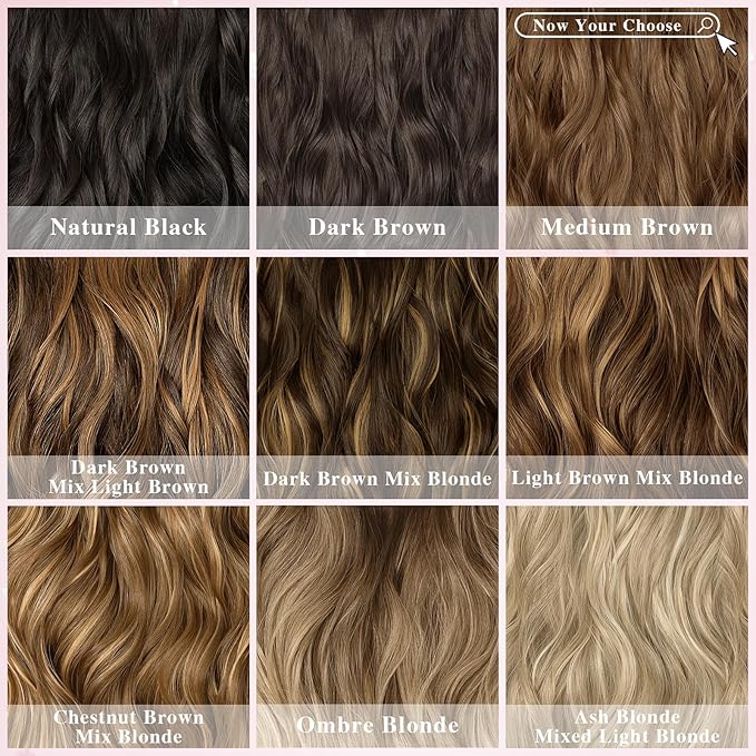 Hair Extensions for Women, 8PCS 20Inch Honey Blonde Mix Beach blonde Clip in Hair Extensions, Synthetic Long Wavy Curly Clip Ins, Full Head Thick Hairpieces for Women