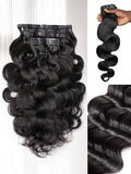 LUVME Hair Extensions Real Human Hair, Natural Black 135g 7pcs 20 Inch, Seamless Clip in Hair Extensions Human Hair Clip ins Body Wavy Hair