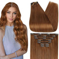 Full Shine Auburn Hair Extensions for Women Ginger Clip in Hair Extensions for Party 20 Inch 120 G 7 Pcs