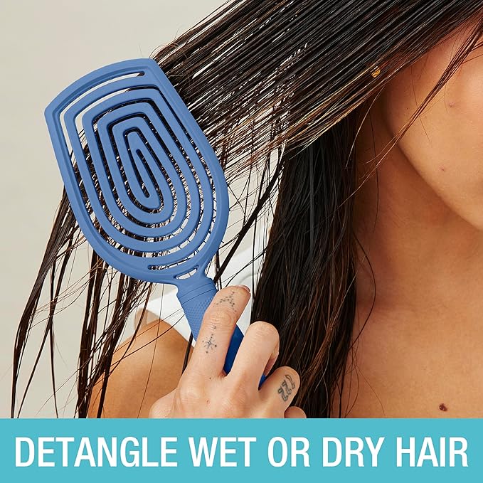 Conair Scalp Care Detangling hairbrush - Curly Hair Brush - Scalp Massager - hairbrushes for women & men - detangler for all lengths and types - can use wet or dry - Blue Aura
