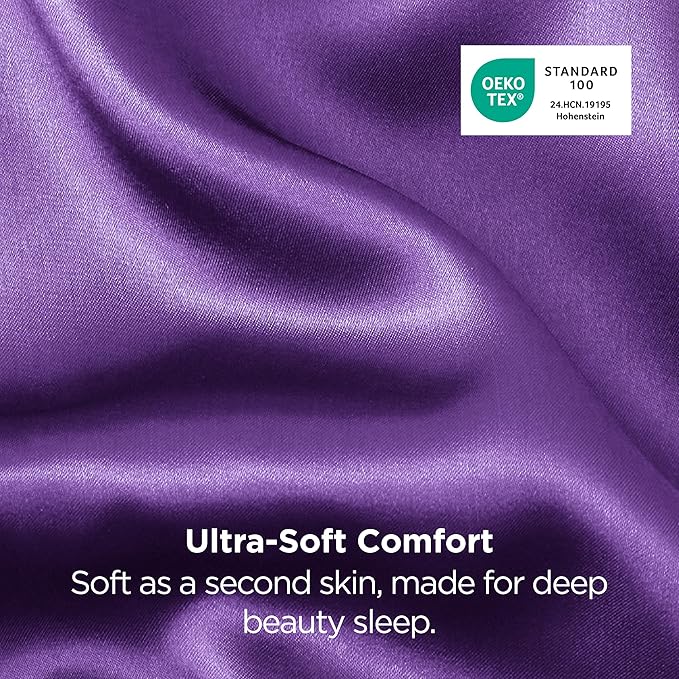 Bedsure King Size Satin Pillowcase Set of 2 - Purple Silky Pillow Cases for Hair and Skin with Envelope Closure, Similar to Silk Pillow Cases, Gifts for Women Men, 20x36 Inches, 2pcs