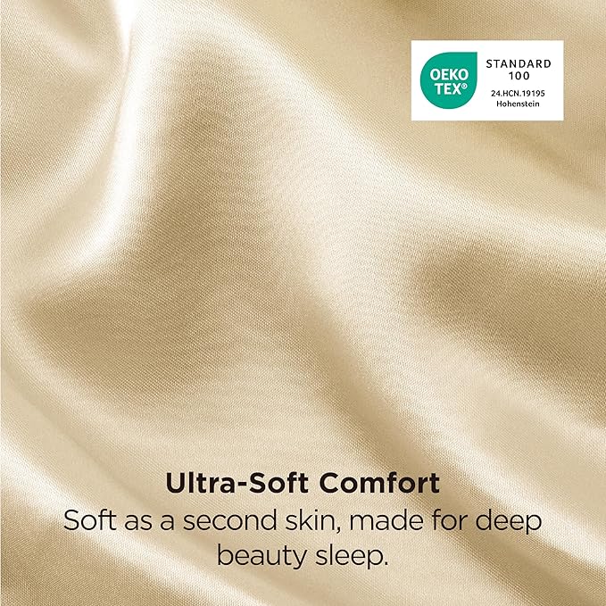 Bedsure Satin Pillowcase 2 Pack Similar to Silk Pillow Cases Standard Size, Pillow Case for Sleeping Women with Envelope Closure, Gifts for Women Men, Champagne Gold, 20x26 Inches, 2pcs