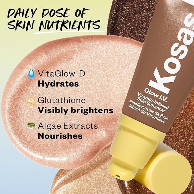 Kosas Glow I.V. Vitamin-Infused Skin Enhancer Face Makeup - Tinted Beauty Highlighter for a Healthy Glow - Illuminate