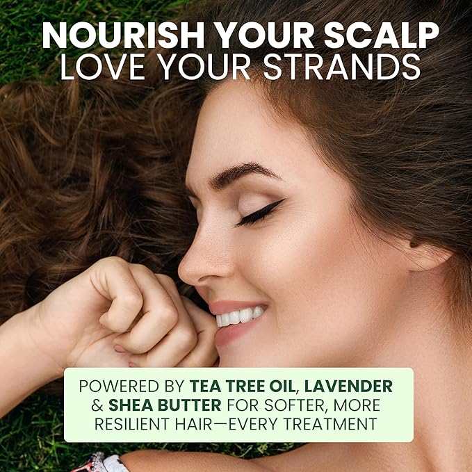 Pure Tea Tree Oil Hair Mask & Scalp Treatment, Deep Conditioner for Damaged & Dry Hair, Hydrates & Soothes Itchy, Scalp Psoriasis Relief, Men & Women, Paraben & Sulfates Free
