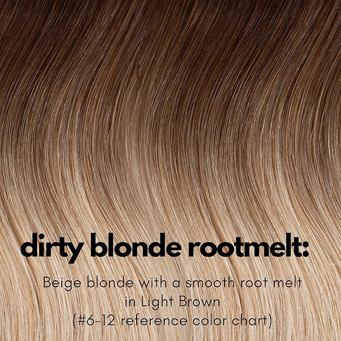 Irresistible Me Real Human Hair Extensions Clip Ins – 100% Human Hair Clip In Extensions for Length & Volume – Invisible Extension – Heat Resistant & Dyeable – Dirty Blonde Rootmelt, 20 Inches
