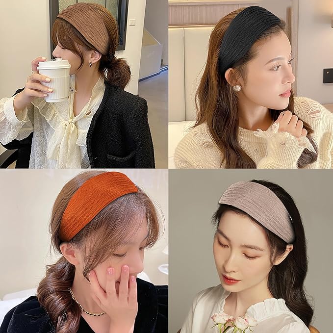 DORIS&JACKY Fashion 2.5 Inch Wide Lace Headbands Elastic Hairbands With Teeth Headwear Accessories For Women And Girls (Pattern 5-5PCS)