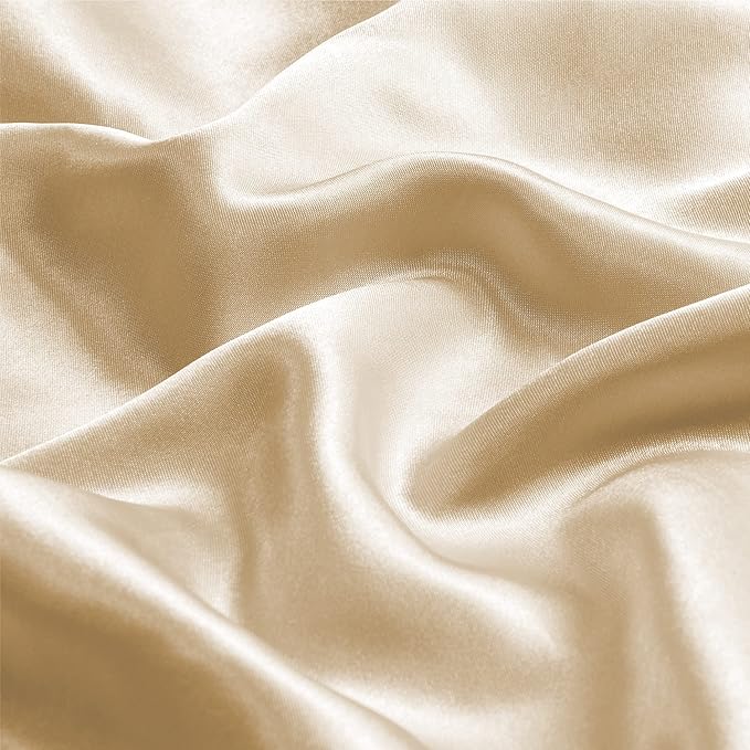 BEDELITE Satin Pillowcase with Zipper 2 Pack, Champagne Pillow Cases Standard Size, Super Soft and Cooling Similar to Silk Pillow Cases, Gift for Women Men(20x26 Inches)