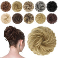FESHFEN Messy Bun Hair Piece - Elastic Wavy Curly Hair Bun Scrunchies Extensions Synthetic Chignon Hairpieces for Women Girls, Light Golden Blonde 1.5 oz