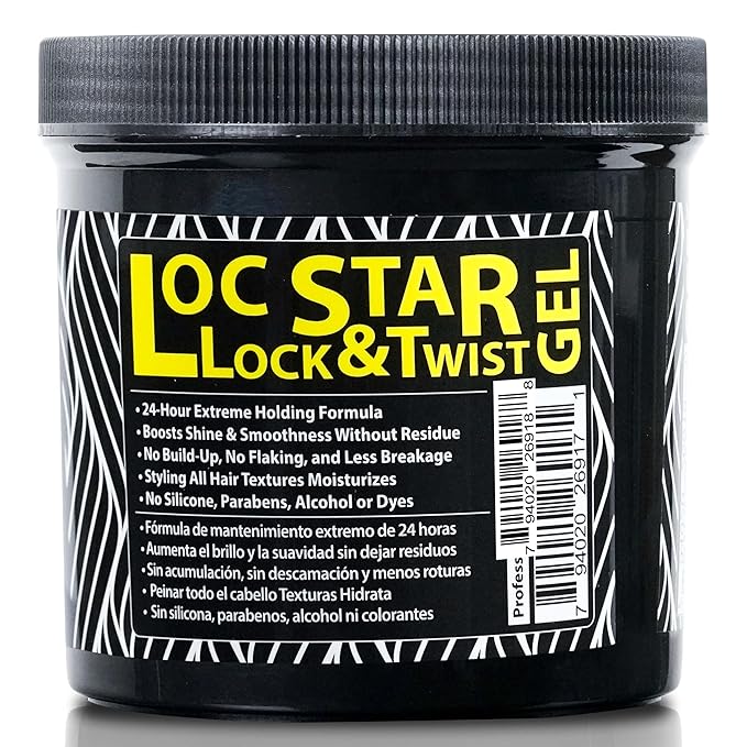 Loc Star Braid & Loc Gel, 30 fl oz | Extreme Hold for Braids, Locs, Twists, Cornrows & Edges | Smooths & Tames Frizz | No Heavy Residue | Long-Lasting | With Aloe Vera