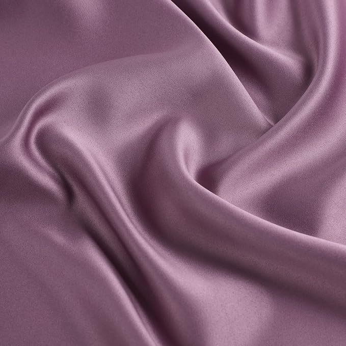 uxcell 2 Pack Silk Satin Pillowcase for Hair and Skin, Cool, Silky, Soft Breathable Pillow Cases Queen Size 20x30 Inch Sateen Pillowcase Mauve with Envelope Closure