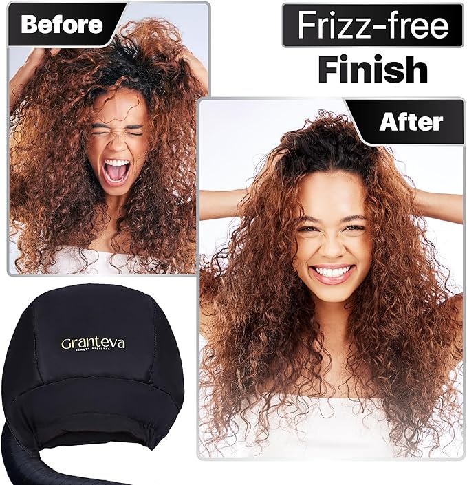 Hooded Hair Dryer Attachment with Dual Turbo Airflow & Soft Headband – Speeds Up Drying for Curly Hair, Reduces Heat on Ears & Neck – Large Hair Dryer Bonnet for Deep Conditioning at Home