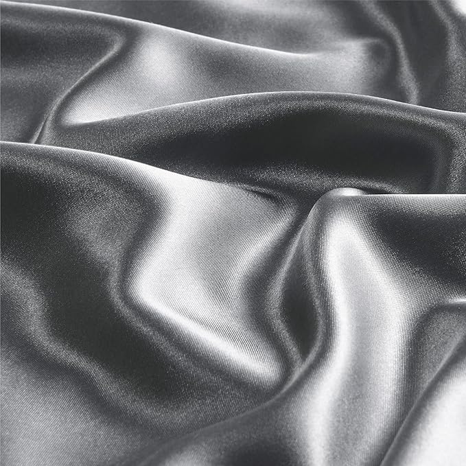 BEDELITE Satin Pillowcase with Zipper, Dark Grey Pillow Cases Queen Size Set of 2, Super Soft and Cooling Similar to Silk Pillow Cases, Gift for Women Men(20x30 Inches)