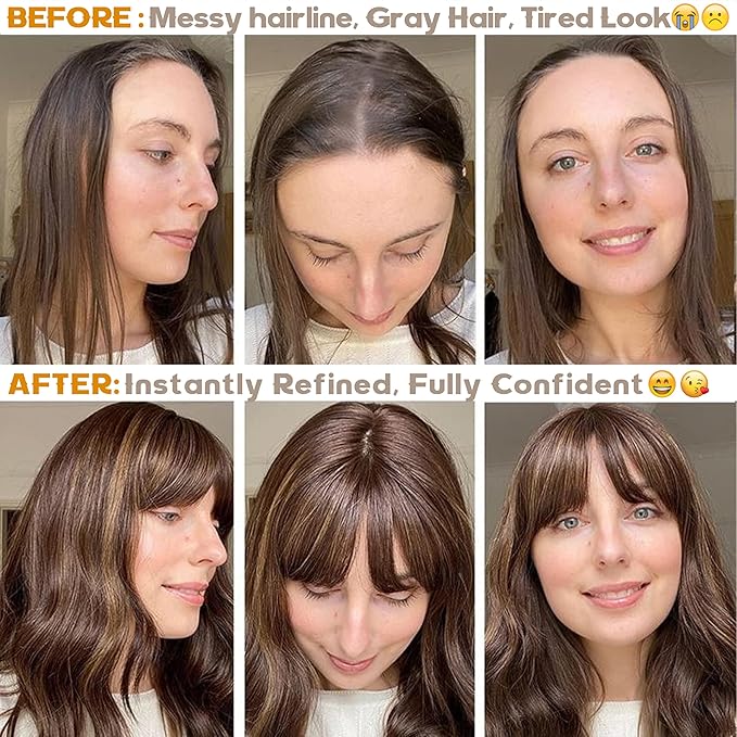 Hair Toppers for Women Real Human Hair-U Shape Toppers Hair Pieces for Women with Thinning Hairr 150% Density Silk Base Clip in Human Topper with Bangs for Daily Use(Dark Brown