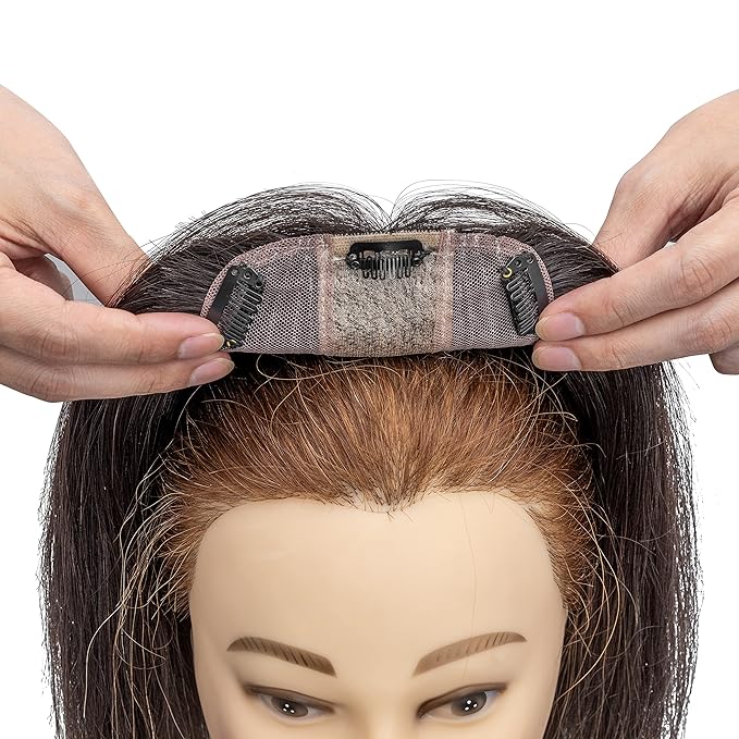 Rich Choices Hair Toppers for Women Real Human Hair 100% Human Remy Toppers NO Bangs for Women with Thinning on Top Clip in Hairpiece 4"x4.7"Lace Base 8 Inch #1B Natural Black