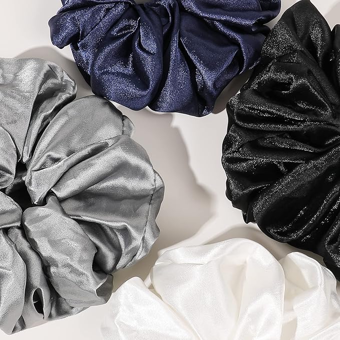 Silk Satin Hair Scrunchies for Women Girls Big Large Jumbo Scrunchie for Sleep Cute Gaint Oversize Scrunchy for Thick Hair