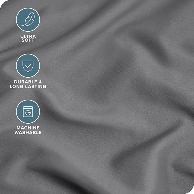 Bare Home Microfiber Bulk Pillow Cases - Standard/Queen Size Set of 4 - Cooling Pillowcases - Double Brushed - Grey Pillowcases 4 Pack - Easy Care (Standard - 4 Pack, Grey)