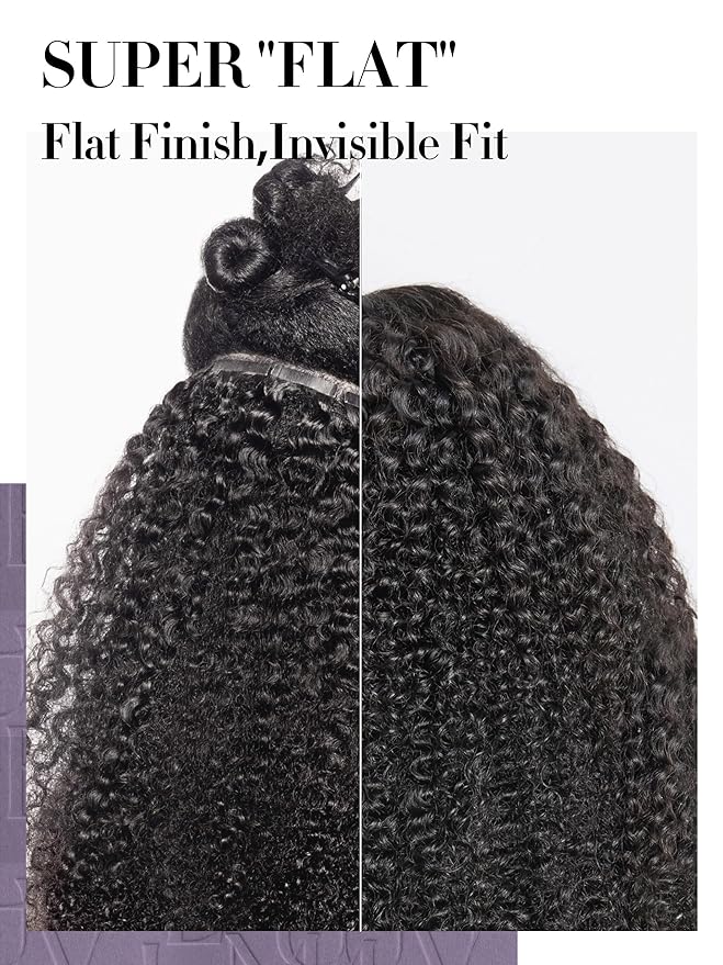 LUVME Seamless Clip in Hair Extensions Human Hair Kinky Curly 135g 7pcs 20 Inch Clip in Hair Extensions with Soft Invisible PU Weft Natural Black Hair for Women