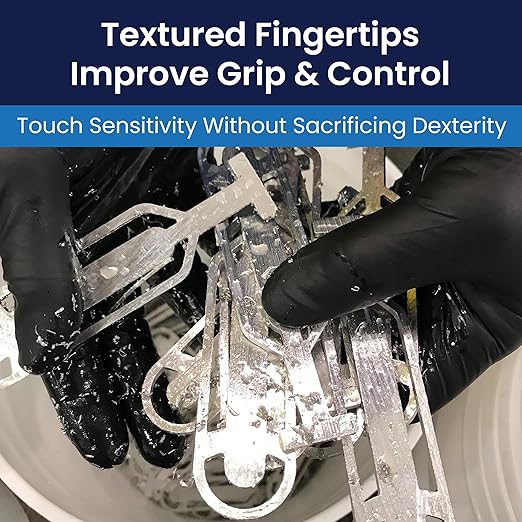 Adenna Dark Light Bulk Disposable Nitrile Gloves – 9 Mil, Heavy Duty Work Rubber Glove with Textured Grip, Non-Latex & Powder Free, Case of 1000, Large, Black