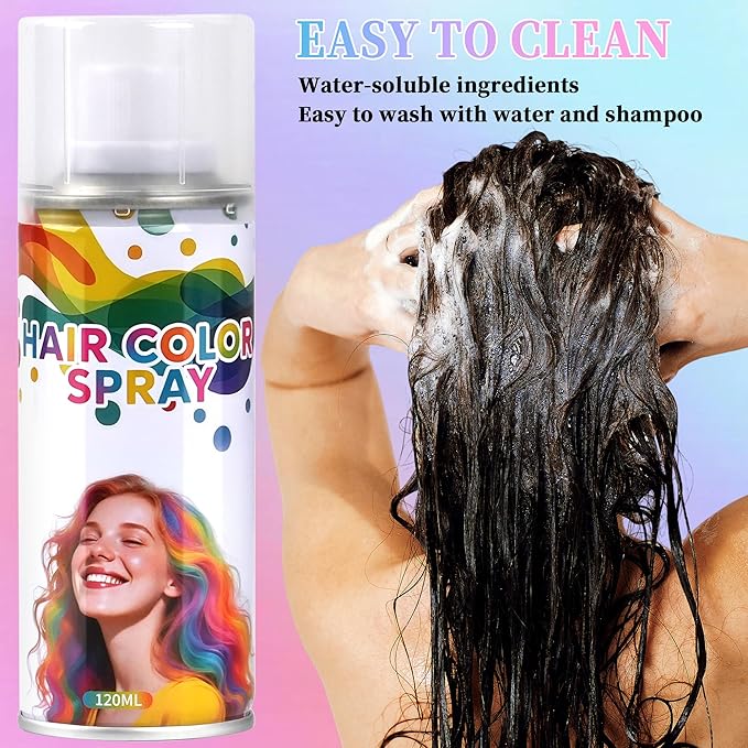 Black hair spray, Black hair spray temporary for Women Kids Men, Washable Temporary Hair Dye, Spray hair color Non-Sticky, For Christmas Party, Halloween Crazy Hair Day,Cosplay Party (4.06 oz)