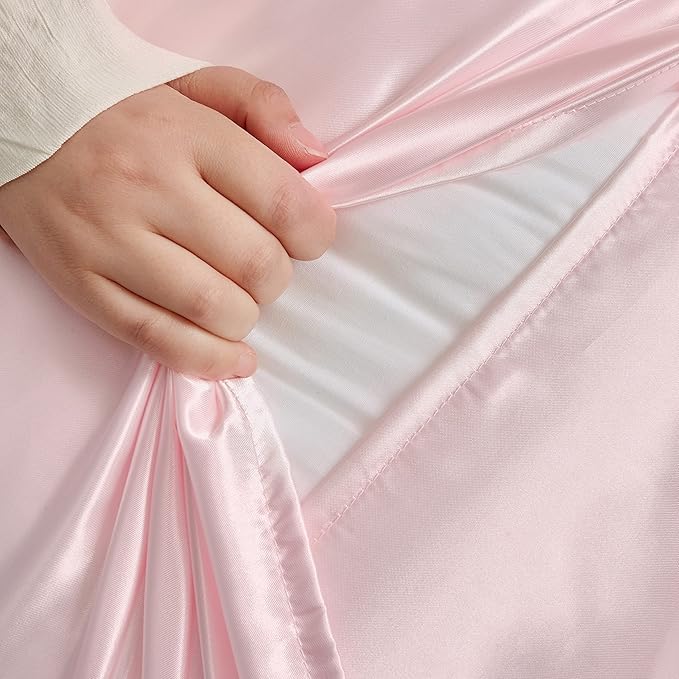 Blush Pink Satin Pillowcase Queen Size Set of 2 for Hair and Skin, Blush Pink Silk Pillowcase Breathable Pillowcase with Envelope Closure