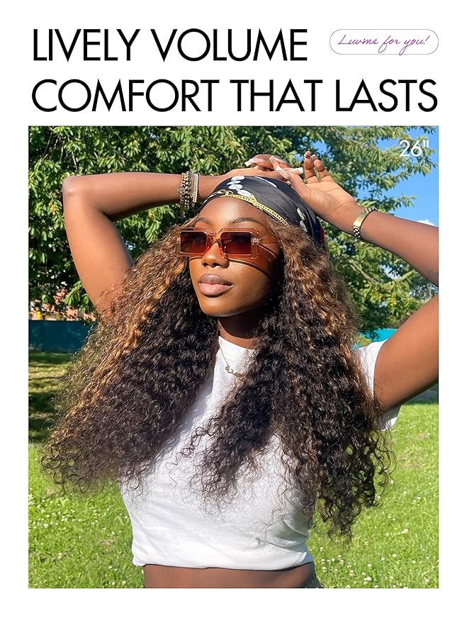 LUVME HAIR 7x6 HD Lace All-Day Comfort Wig PartingMax Lace Wigs Water Wave Curly Lace Front Wigs Human Hair Pre Cut Plucked Lace Frontal Glueless 26 Inches Hlighlight Color