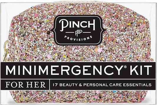 Pinch Provisions Rose Gold Minimergency Kit, includes 17 Travel-Sized Cosmetic Essentials, Convenient for Purses, Emergency Beauty Accessories, Gifts for Holiday’s & Birthday’s