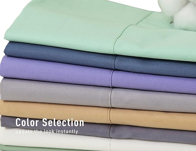 Sunflower Queen Pillowcases Set of 2, 100% Cotton Queen Pillow Cases 2, 20×30 inches Storm Grey, Soft and Breathable