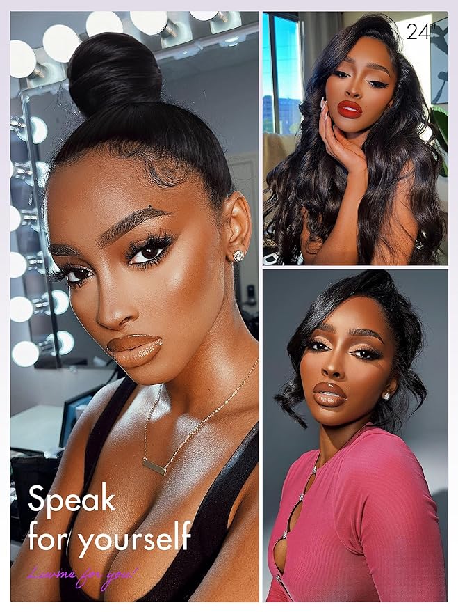 LUVME HAIR 26'' Loose Body Wave 360 Lace Frontal Wigs Human Hair Lace Glueless Human Hair Wig Pre Plucked Long Black Body Wave Wig
