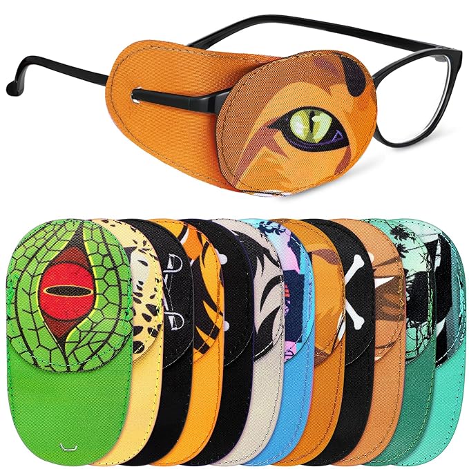 Newcotte 12 Pcs Eye Patch for Kids Girls Boys Reusable Eye Patch for Glasses over the Lens Colorful Eye Patch Toddler Eye Patch Adorable Kids Eye Patches Assorted Eye Patch Cover (Spooky)