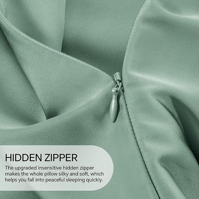INFIIXSO Silk Pillow Cases 2 Pack Standard Size, Ultra Smooth & Soft Mulberry Silk Pillow Case for Hair and Skin, Breathable Cooling Silk Pillowcase with Hidden Zipper (Mint Green, 20x26 Inches)