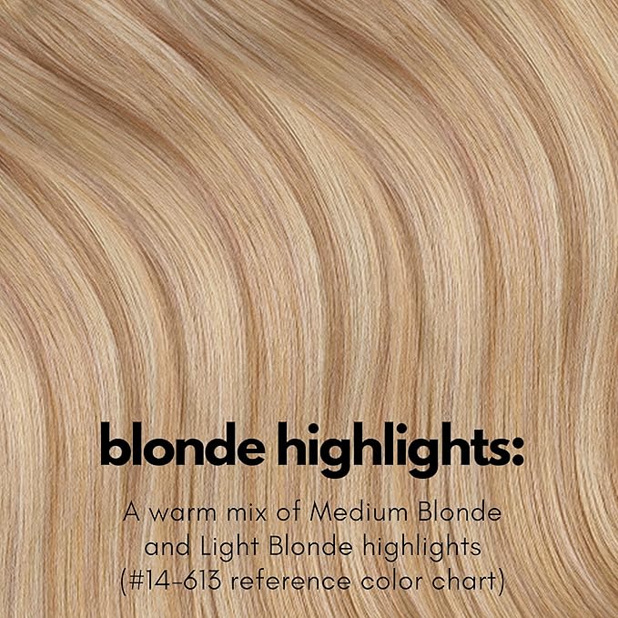 Irresistible Me Real Human Hair Extensions Clip Ins – 100% Human Hair Clip In Extensions for Length & Volume – Invisible Extension – Heat Resistant & Dyeable – Blonde Highlights, 20 Inches