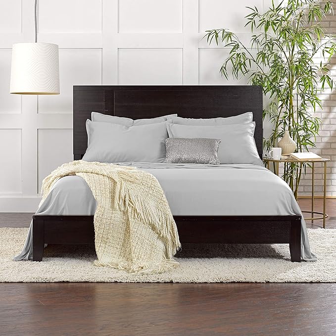Queen Pillowcases by Pure Bamboo, Genuine 100% Organic Viscose Derived from Bamboo, Luxuriously Soft & Cooling, Double Stitching, Envelope Closure (2 Queen Pillowcases, Silver Pearl)