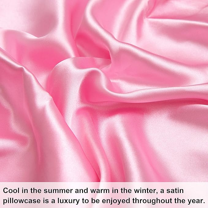 NTBAY 2 Pack Satin Queen Pillowcases for Hair and Skin, Luxurious and Silky Pillow Cases with Envelope Closure, 20x30 Inches, Pink