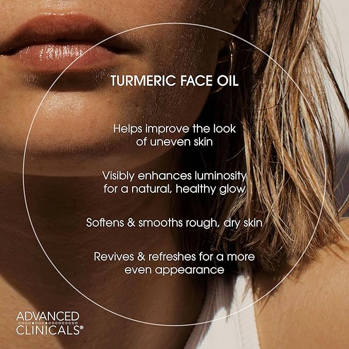 Advanced Clinicals Turmeric Oil Serum For Face | Facial Skin Care Serum With Jojoba + Coconut Oil To Improve Appearance Of Dark Spots & Uneven Skin Tone | Antioxidant Dry Skin Moisturizer, 2-Pack