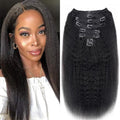 Clip in Hair Extensions Real Human Hair Clip Ins 100% Unprocessed Brazilian Virgin Hair Clip Ins Kinky Straight Hair Clip ins for Women 8pcs with 18 Clips 120g Per Set (20inch)