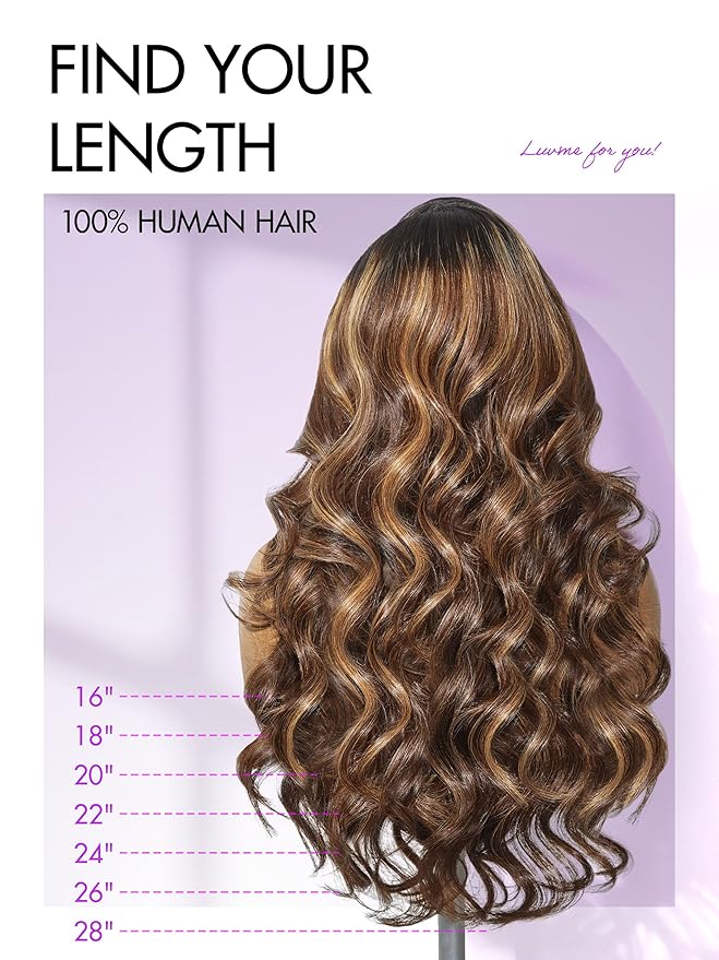 LUVME HAIR 7x6 HD Lace All-Day Comfort Wig 200% Density Hair PartingMax Lace Wigs Highlight Color Loose Body Wave Lace Front Wigs Human Hair Pre Cut Plucked Lace Frontal Glueless 22 Inches Mix Brown