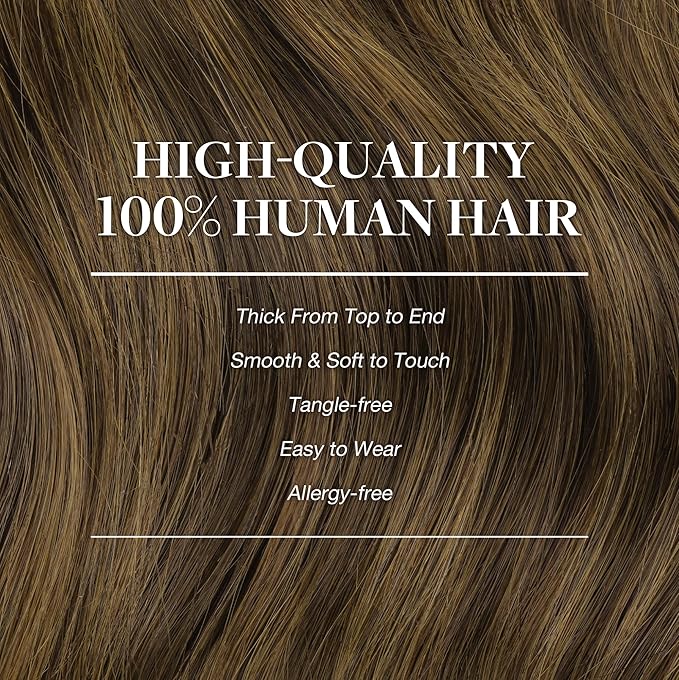 GOO GOO Clip in Hair Extensions Real Human Hair, Remy Human Hair Extensions Clip ins for Women, Natural Human Hair, 14inch 120g 7Pcs, 2C/4E/6C Brown Sugar Swirl Highlights